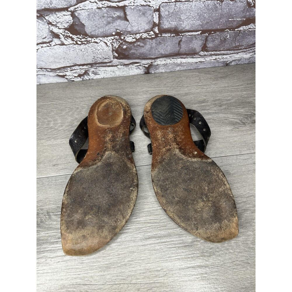 Cydwoq Studs Studded Toe Thong Sandals Women Sz 37EU/6M Brown Leather USA Made - Picture 15 of 16
